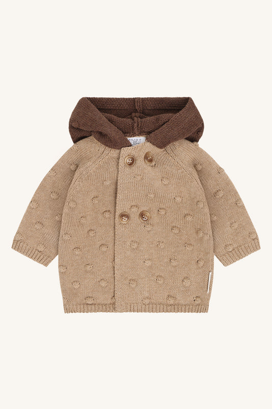 Cookie Strickjacke mit Bärenohren-Kapuze in Biscuit, Vorderansicht