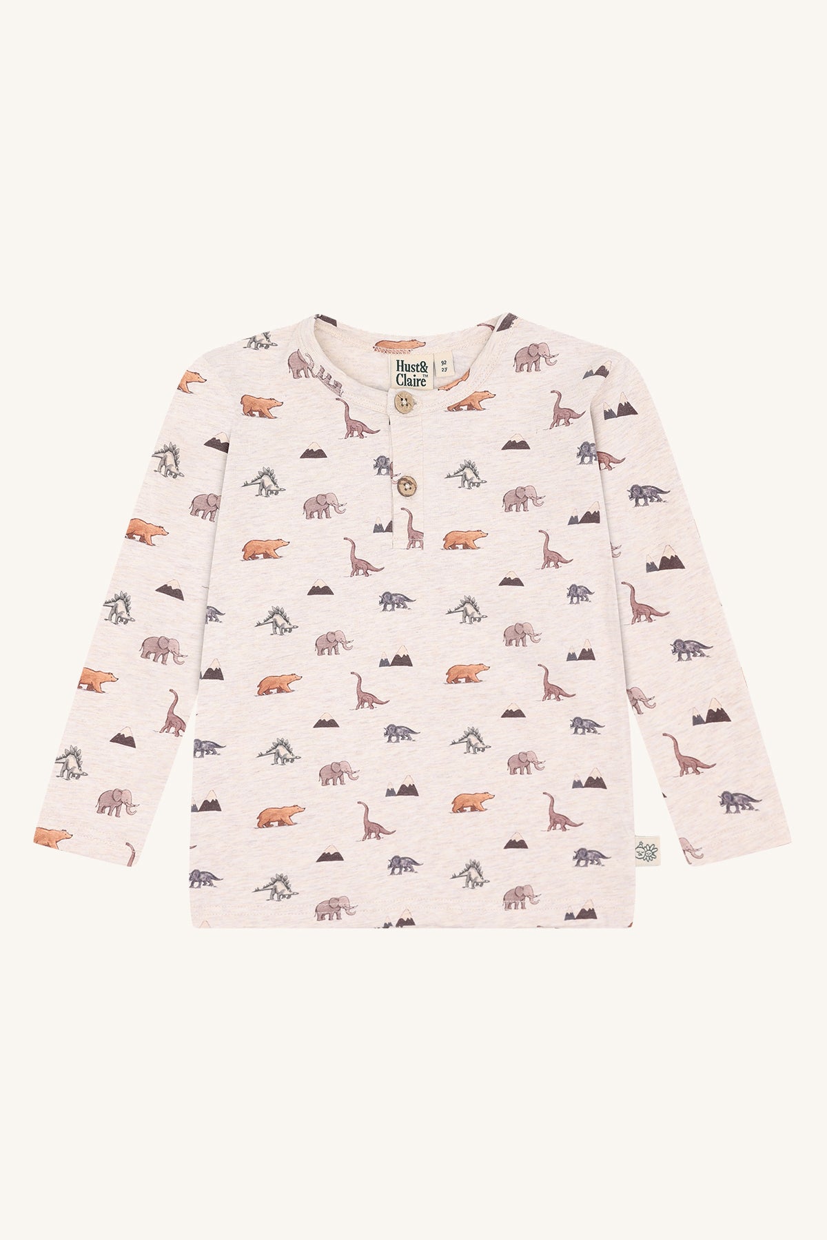 Hust&Claire Langarmshirt in Wheat Melange bei Bärechind, Vorderansicht mit Knopfverschluss
