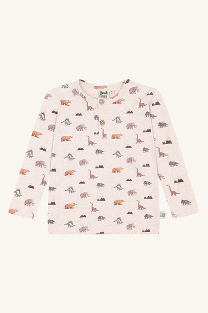 Hust&Claire Langarmshirt in Wheat Melange bei Bärechind, Vorderansicht mit Knopfverschluss