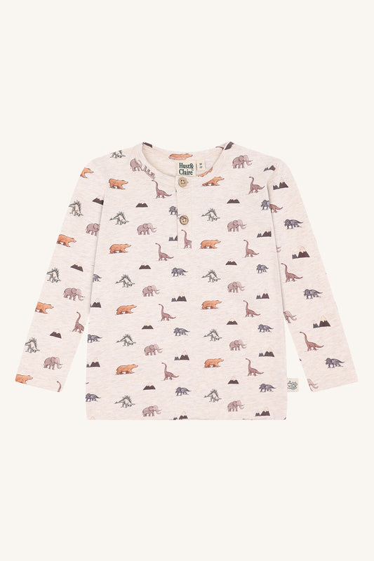 Hust&Claire Langarmshirt in Wheat Melange bei Bärechind, Vorderansicht mit Knopfverschluss
