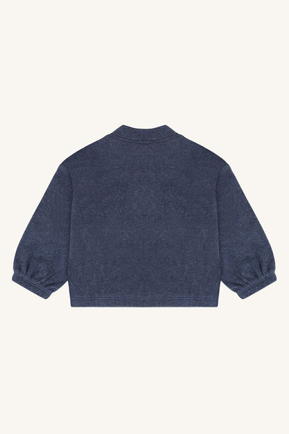 Hust&Claire Sigurt Strickpullover in Vintage Indigo bei Bärechind, Rückansicht.
