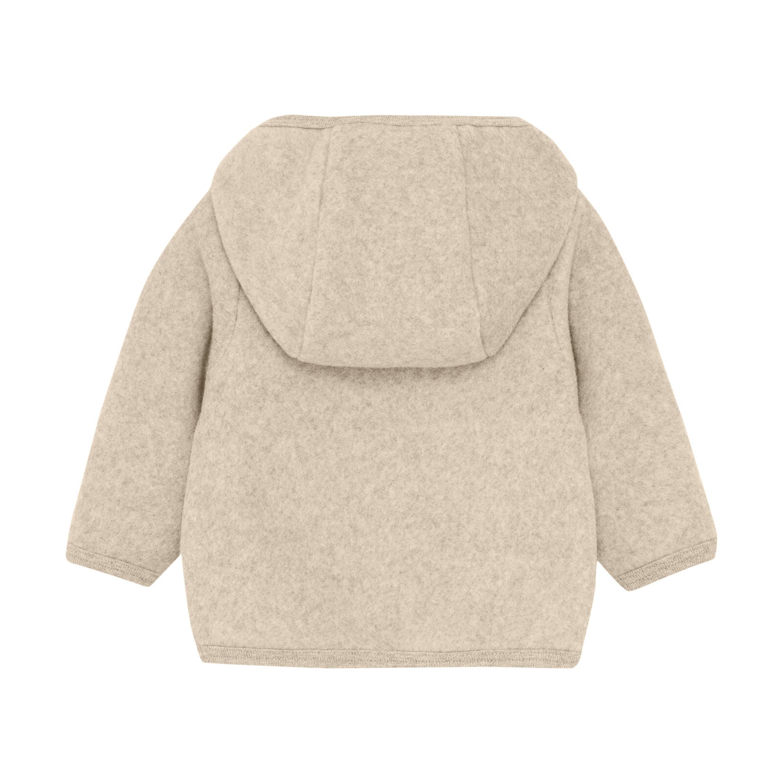 HutteliHut Babyjacke aus 100 % Baumwolle in Beige mit Kapuze und Reissverschluss. Weich und warm, ideal für kühle Tage. Zertifiziert nach OEKO-TEX® STANDARD 100. Erhältlich in Winterthur, Zürich, Schweiz.