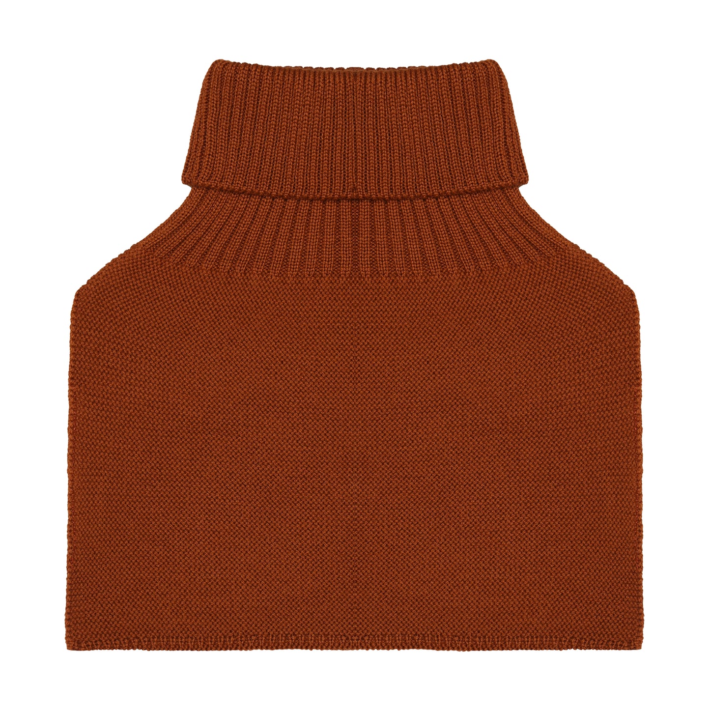 Rückansicht des Merino Halswärmers mit breitem Rollkragen