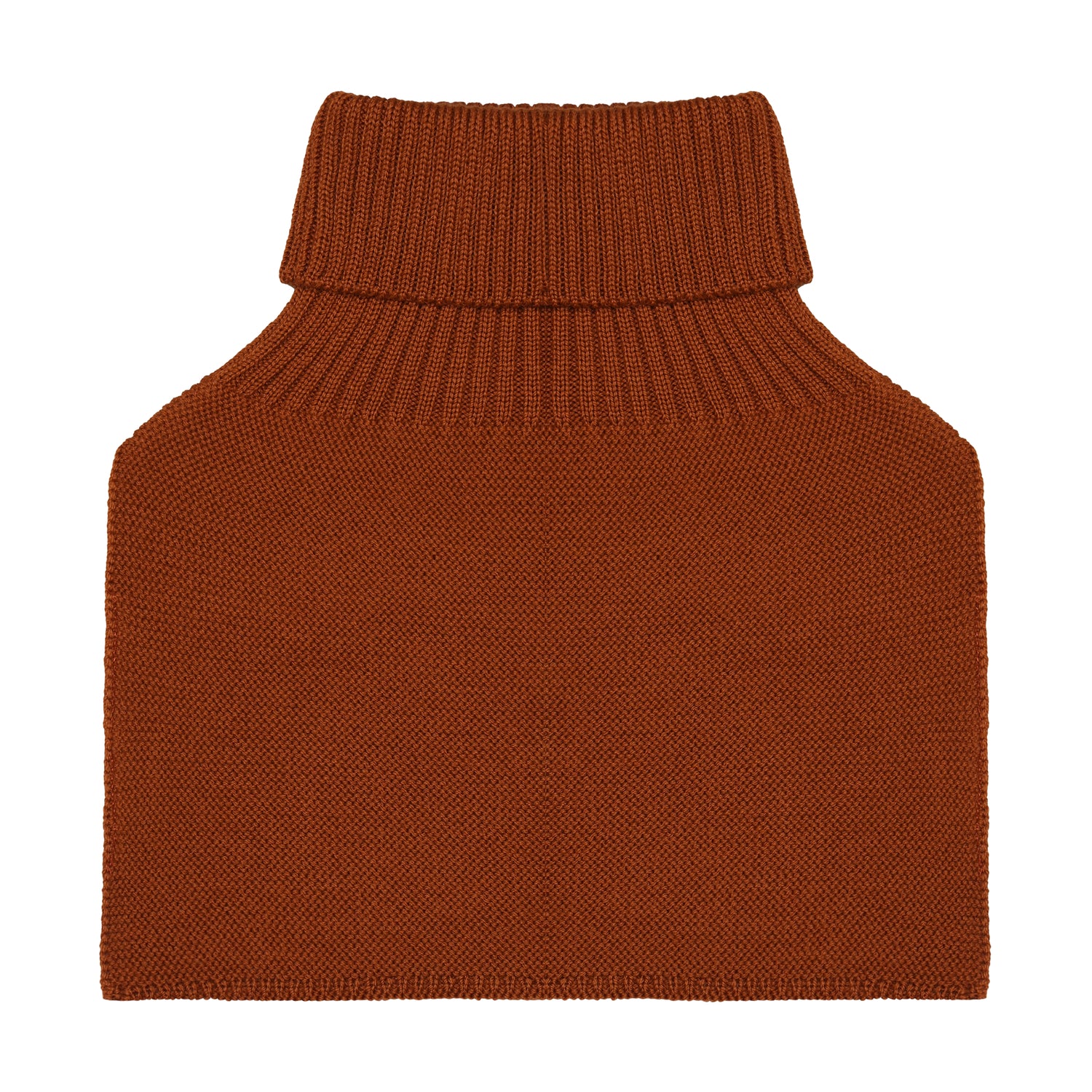 Rückansicht des Merino Halswärmers mit breitem Rollkragen