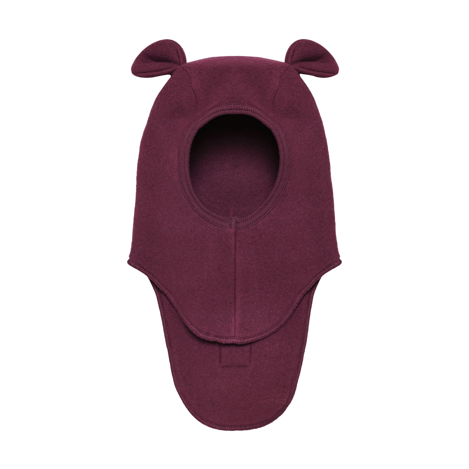 Huttelihut Merino Schlupfmütze mit Bärenohren in der Farbe Burgundy, Vorderansicht