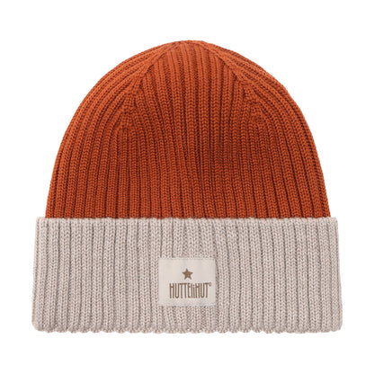 Huttelihut Merino Strickmütze in der Farbe Brown, Vorderansicht