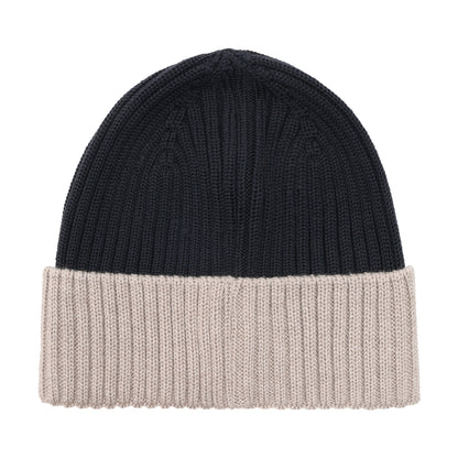 Rückansicht der Merino Strickmütze in Dark Navy
