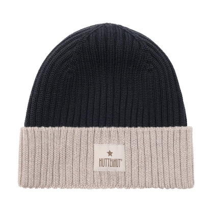 Huttelihut Merino Strickmütze in der Farbe Dark Navy, Vorderansicht