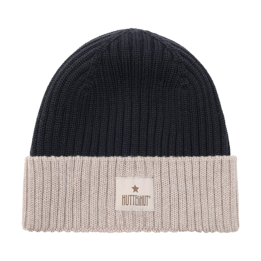 Huttelihut Merino Strickmütze in der Farbe Dark Navy, Vorderansicht