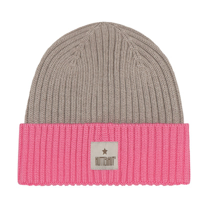 Huttelihut Merino Strickmütze in der Farbe Pink, Vorderansicht