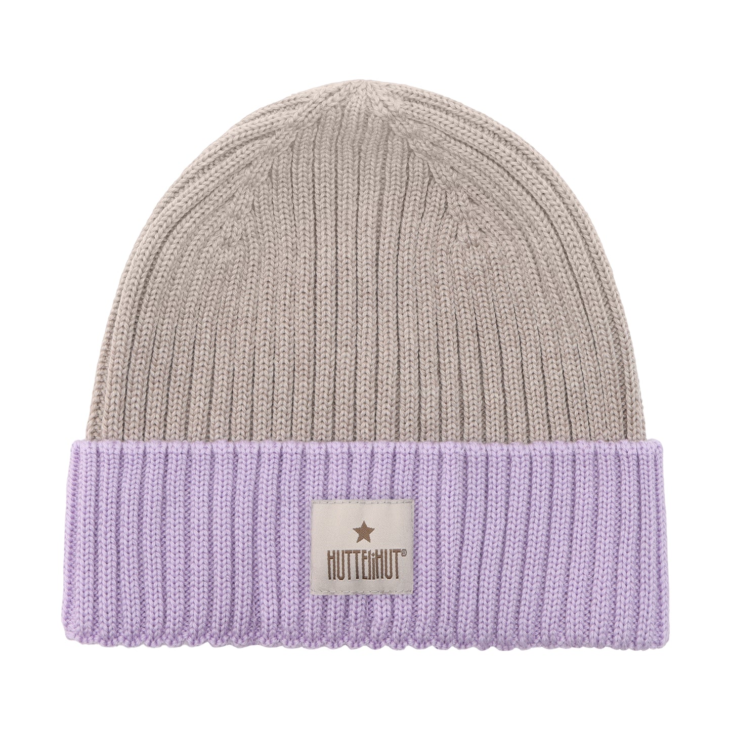 Huttelihut Merino Strickmütze in der Farbe Purple, Vorderansicht