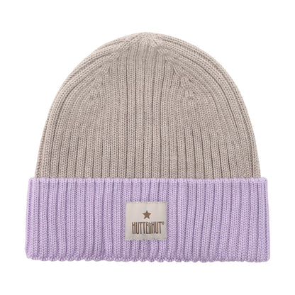 Huttelihut Merino Strickmütze in der Farbe Purple, Vorderansicht