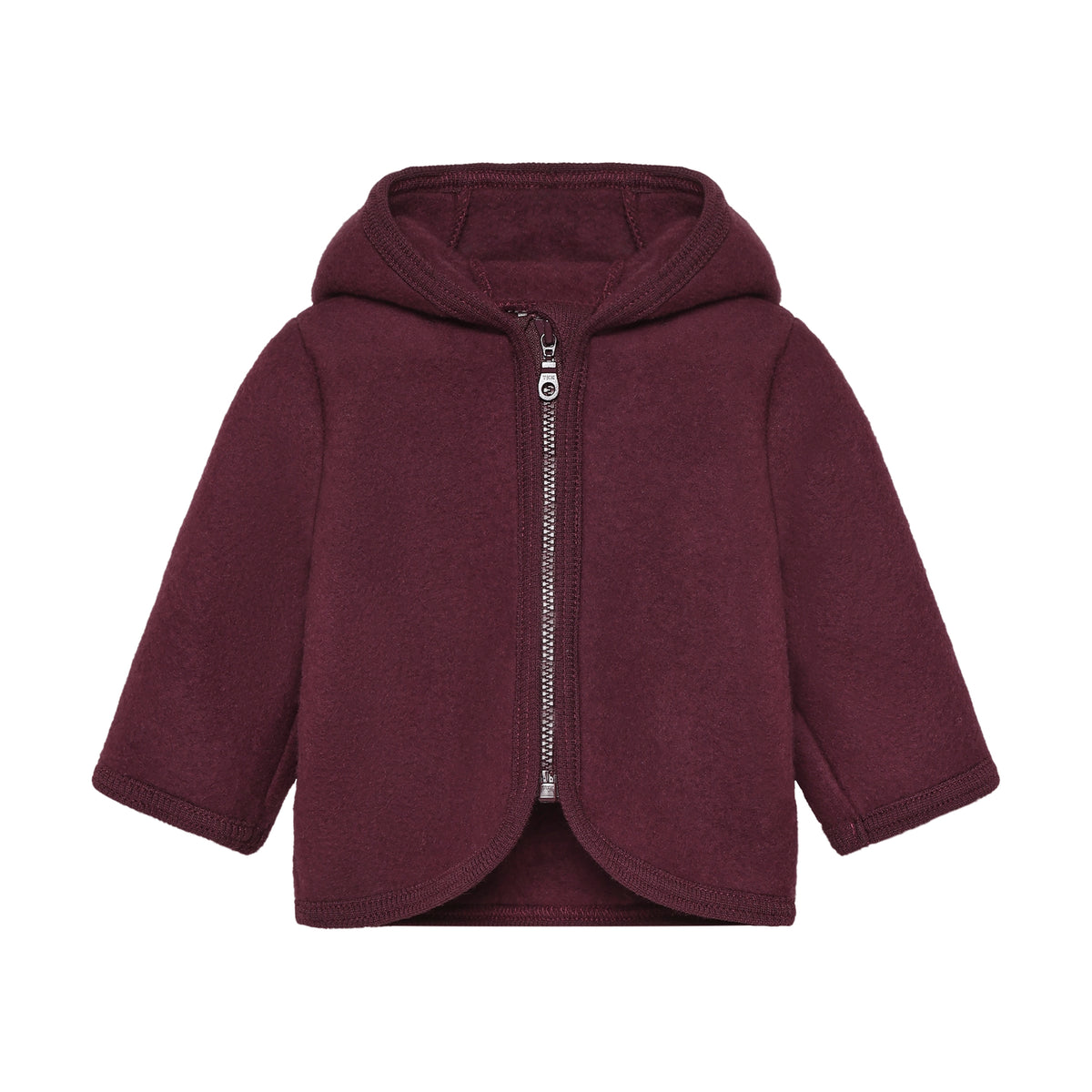 Huttelihut Merino Wollfleece Jacke in der Farbe Burgundy, Vorderansicht