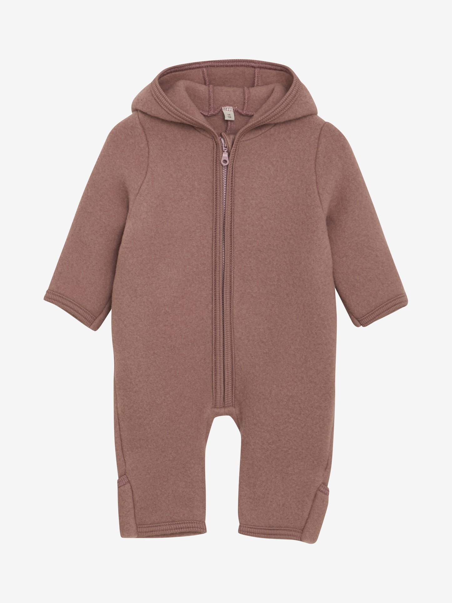 Huttelihut Merino Wollfleece Overall mit Kapuze in der Farbe Altrosa, Vorderansicht