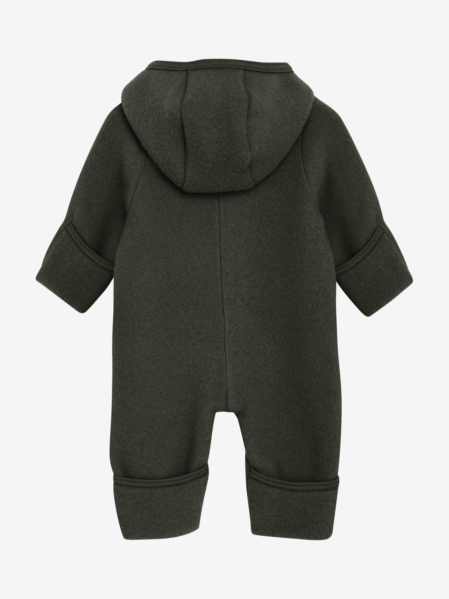 Rückansicht des Merino Wollfleece Overalls in Grün