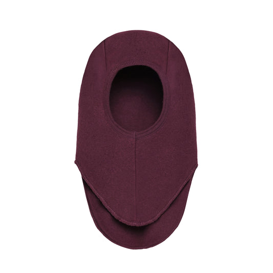 Huttelihut Merino Wollfleece Schlupfmütze in der Farbe Burgundy, Vorderansicht