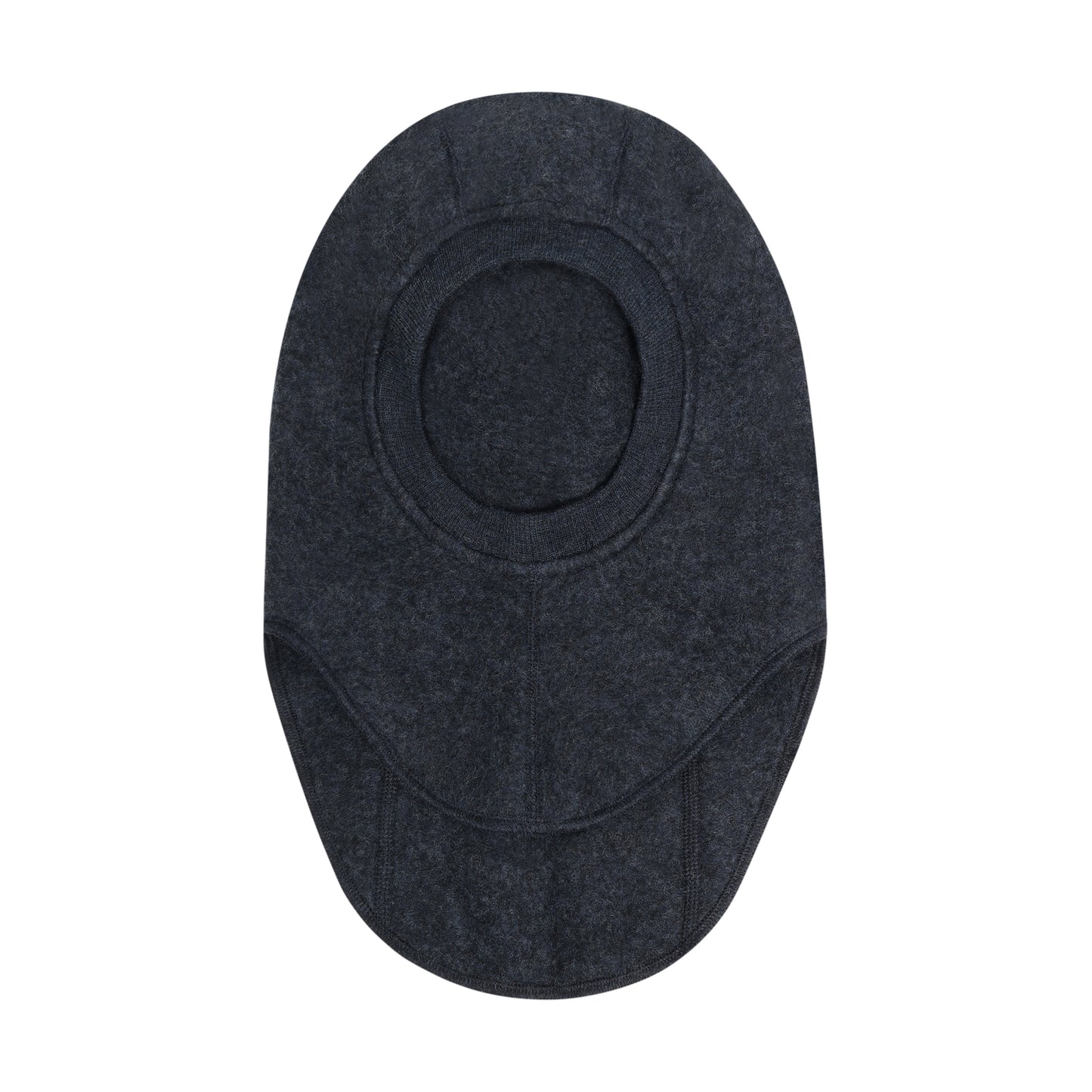 Seitenansicht der Merino Wollfleece Schlupfmütze in Dark Navy