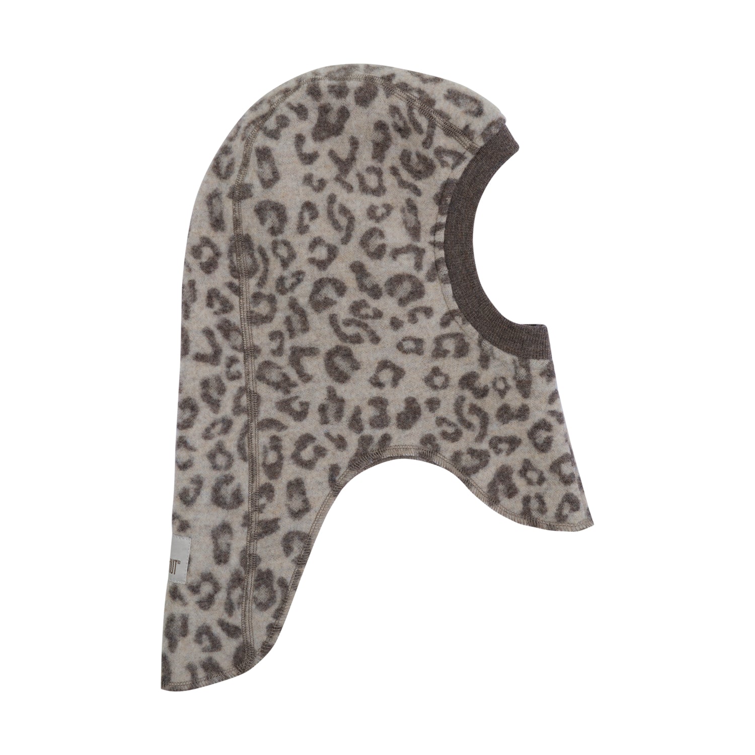 Huttelihut Merino Wollfleece Schlupfmütze mit Leopardenprint, Vorderansicht