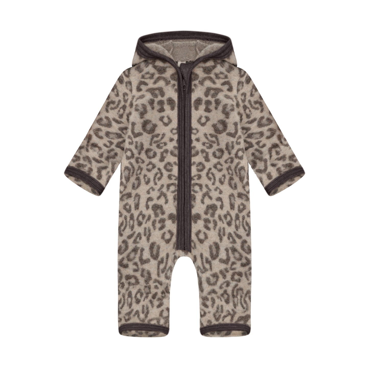 Huttelihut Wollfleece Overall mit Kapuze in der Farbe Brown, Vorderansicht
