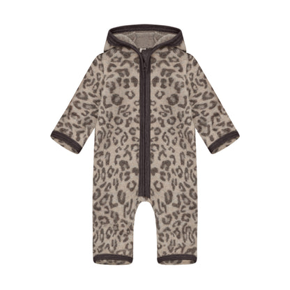 Huttelihut Wollfleece Overall mit Kapuze in der Farbe Brown, Vorderansicht