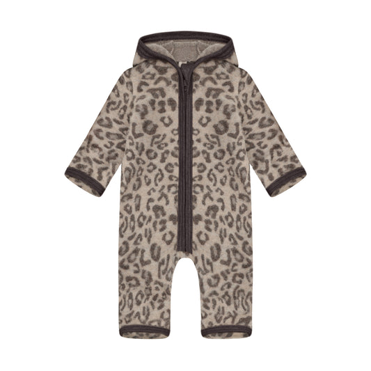 Huttelihut Wollfleece Overall mit Kapuze in der Farbe Brown, Vorderansicht