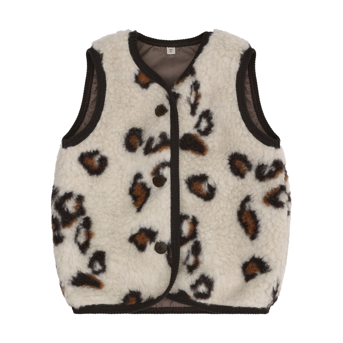 Huttelihut Wollweste mit Leopardenprint in Grey, Vorderansicht