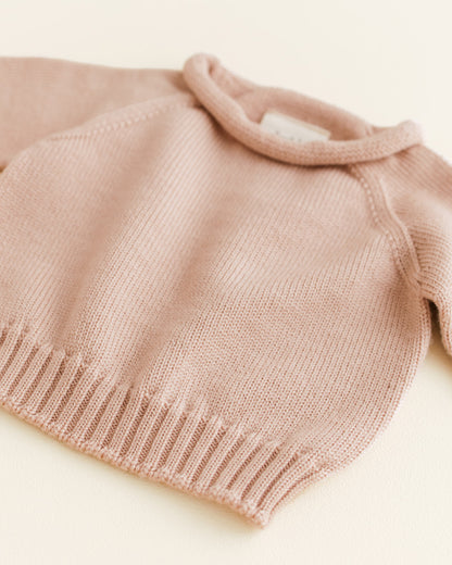 Hvid Baby Strickpullover Georgette in Apricot, nahtlos gestrickt aus Merinowolle