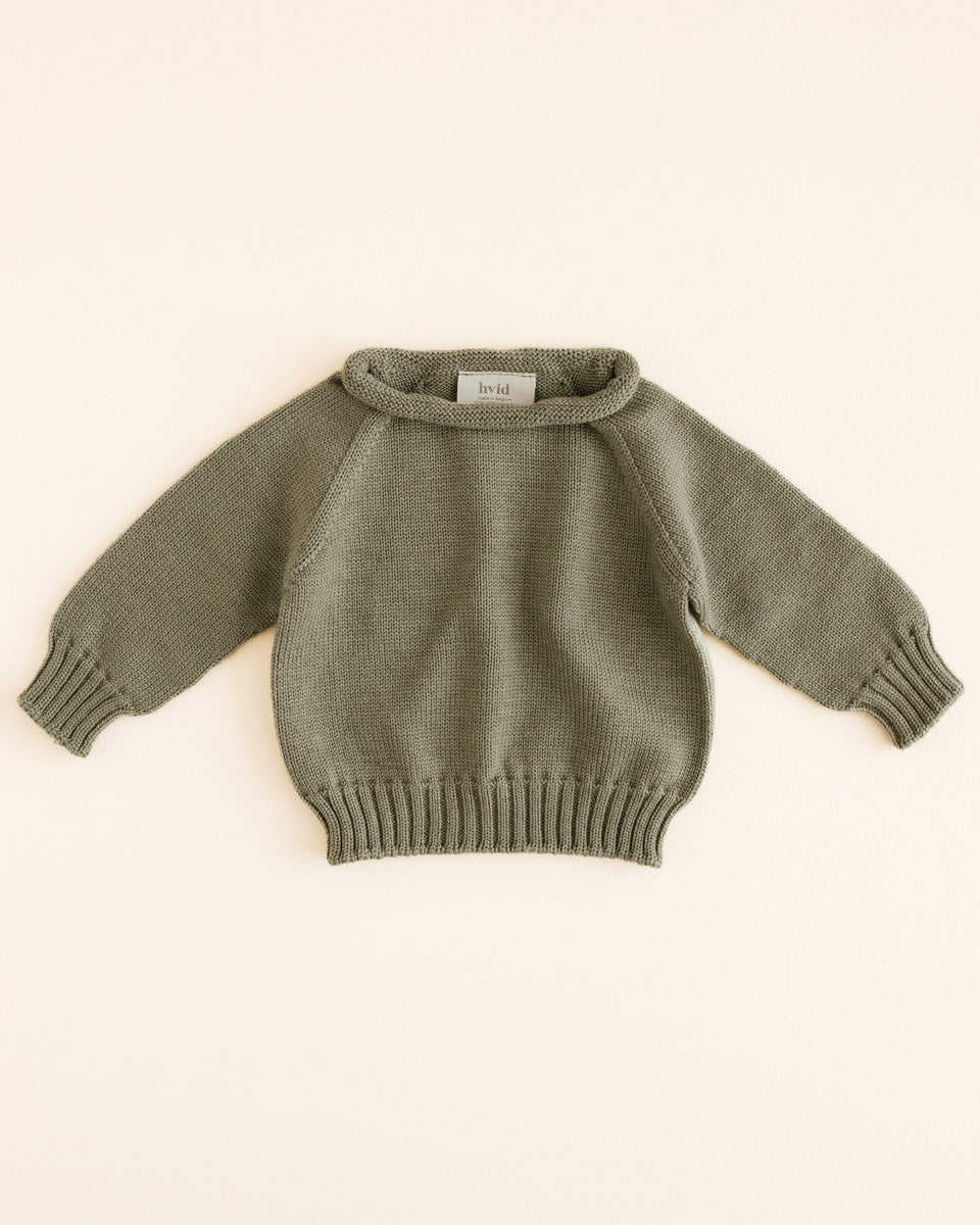Hvid Baby Strickpullover Georgette in Artichoke, nahtlos gestrickt aus Merinowolle