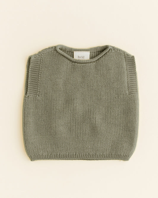 Hvid Baby Strickweste Harvey in Artichoke, nahtlos gestrickt aus Merinowolle, erhältlich bei Bärechind