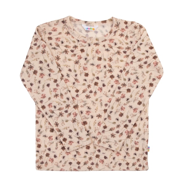 Joha Merinowolle Langarmshirt in Hellrosa mit Blumenprint aus 100 % Merinowolle für Kinder im Bärechind Winterthur Schweiz