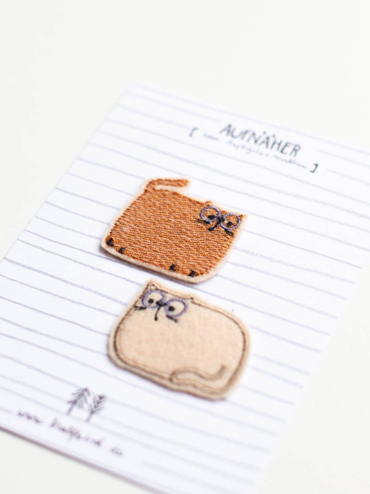 Zwei Katzen Aufnäher in beige und braun, Bügelflicken Set