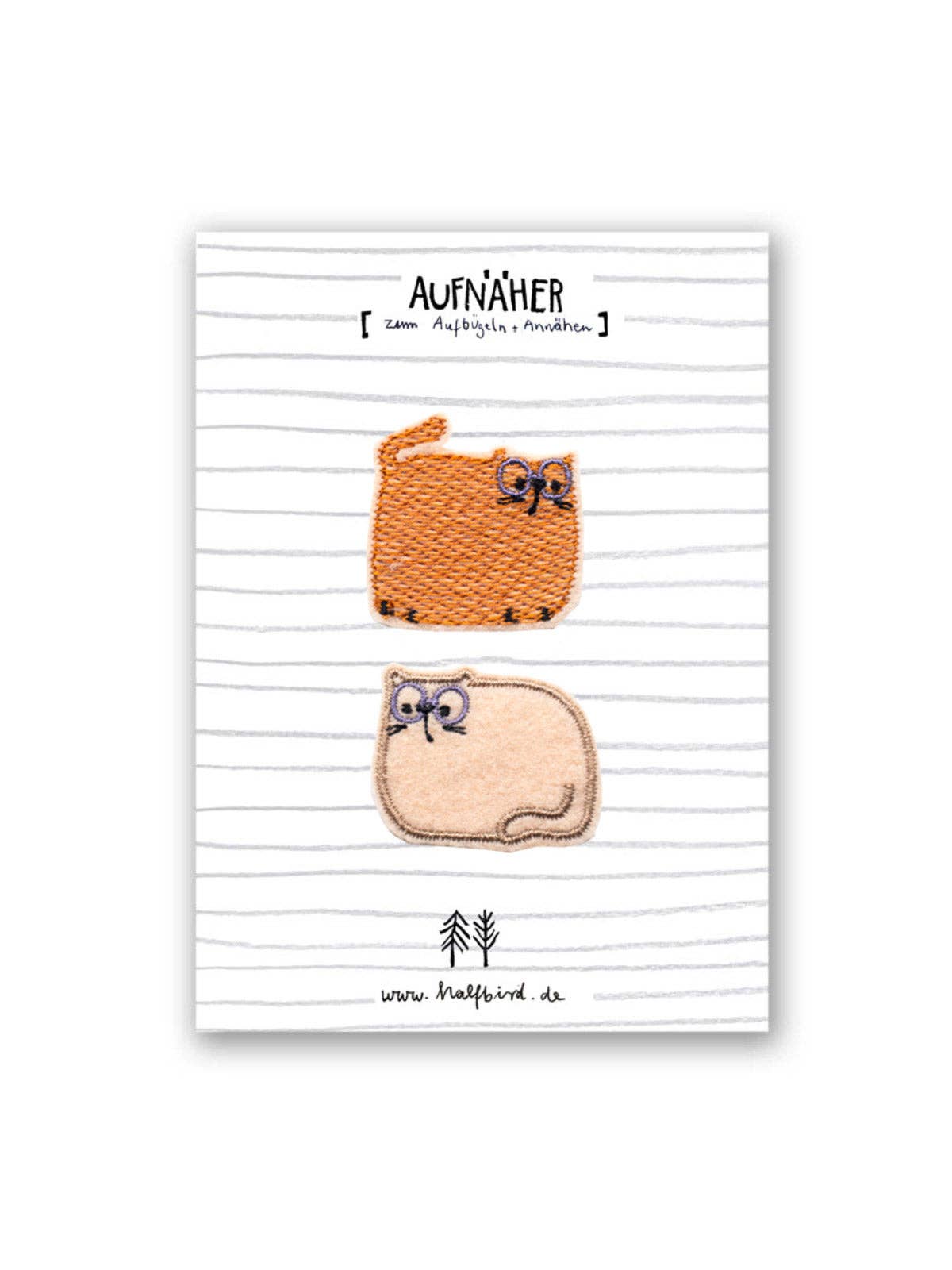 
Katzen Aufnäher Set 2er, Bügelflicken für Kinderkleidung