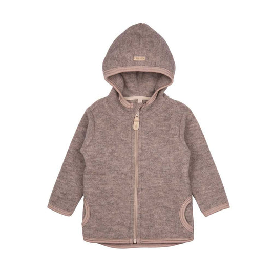 Kinderjacke aus Wollfleece in stein-grau, frontal fotografiert. Pure Pure by Bauer, Bärechind Winterthur Zürich Schweiz.