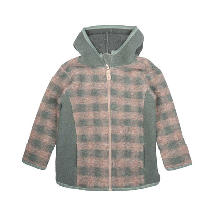 Kinderjacke aus Wollwalk im salbei-kaschmir Karomuster. Pure Pure by Bauer, Bärechind Winterthur Zürich Schweiz.