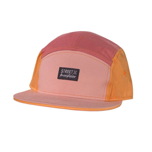 Kinder-Cap im Colorblock-Design in Rosa und Orange – Baumwolle mit UV-Schutz und Snapback-Verschluss