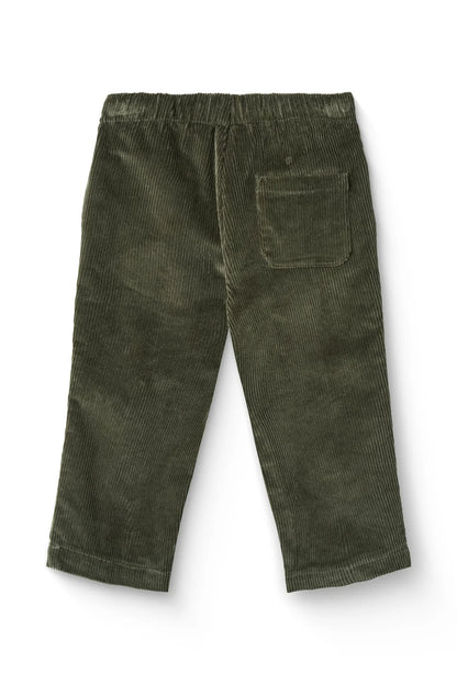 Kinder Cordhose von Copenhagen Colors in Dunkelgrün, Rückseite flachliegend fotografiert, Bärechind Winterthur Zürich Schweiz