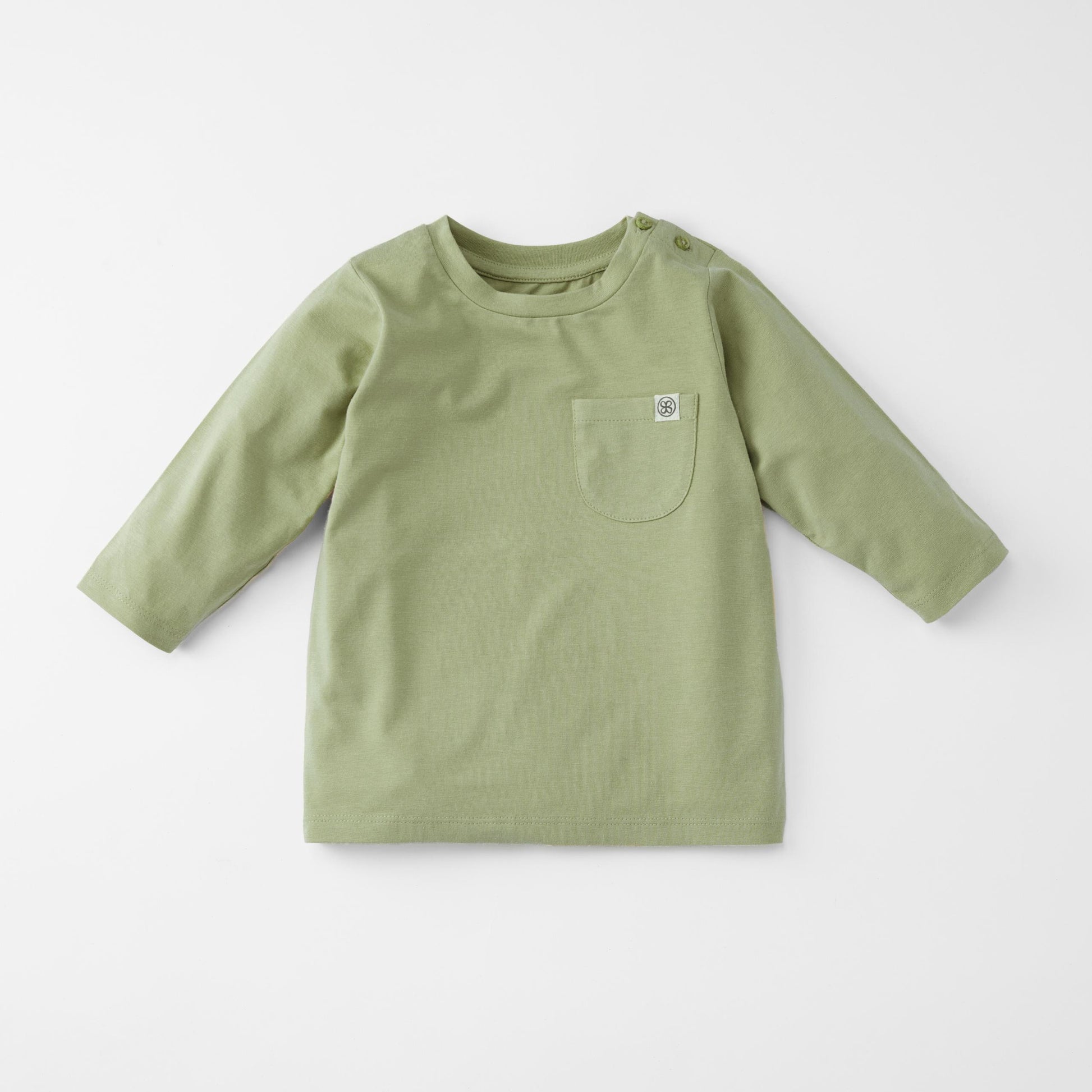 Langarm Kinder Shirt in Grün mit UV-Schutz und Brusttasche
