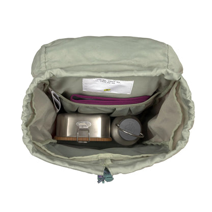 Innenansicht Kinder Rucksack mit Fächern für Znünibox und Trinkflasche Schule