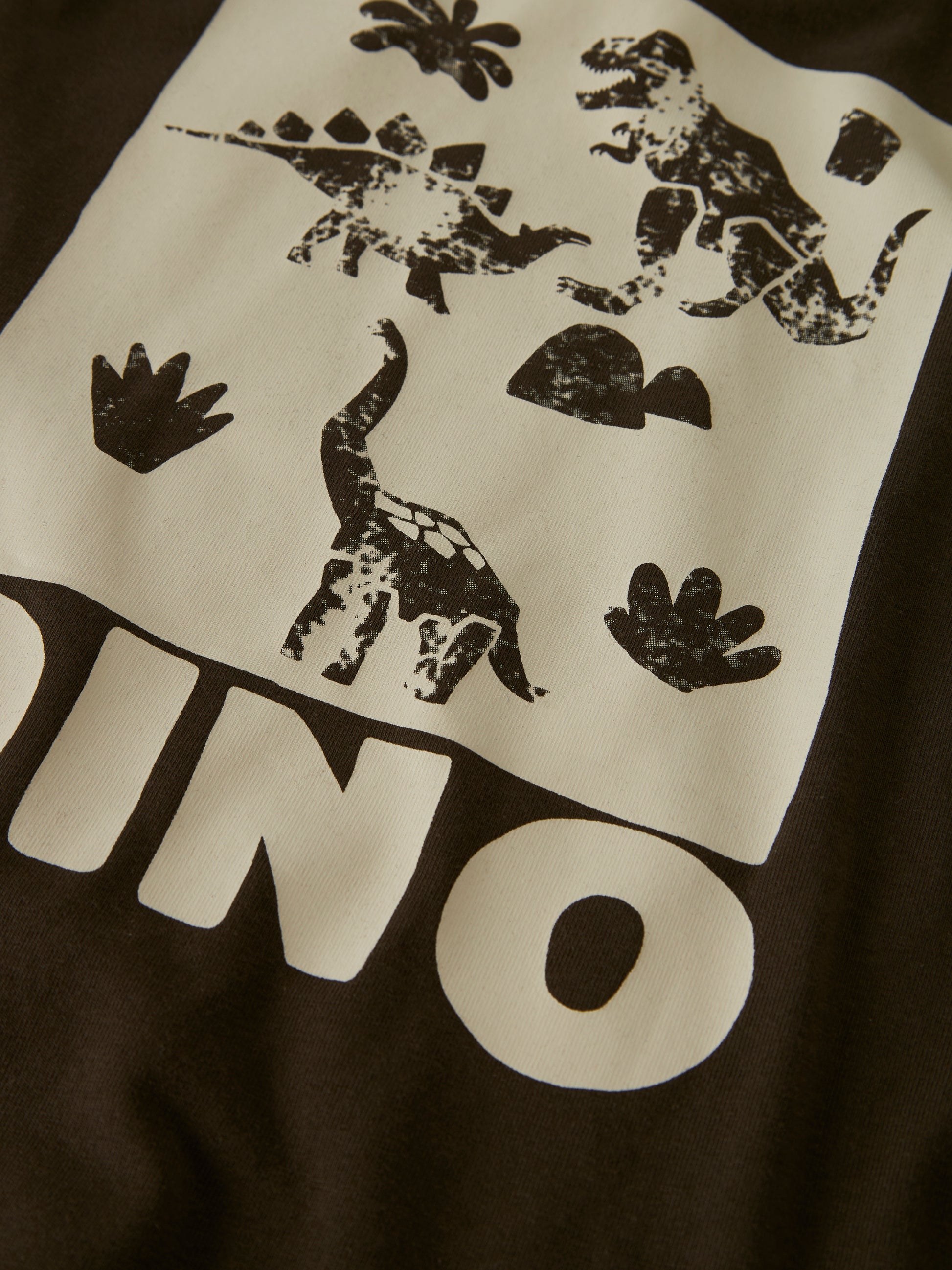 Detailansicht Dino-Print auf Kinder-Langarmshirt, Bärechind, Winterthur, Zürich Schweiz