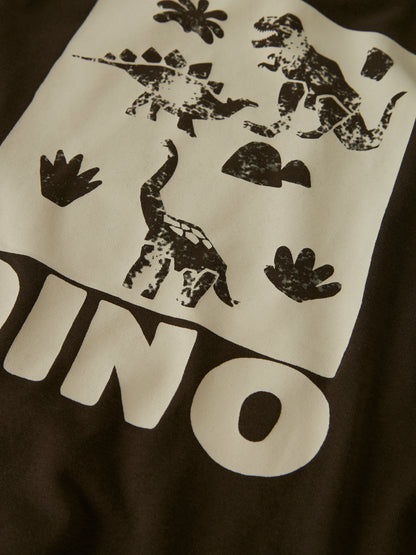 Detailansicht Dino-Print auf Kinder-Langarmshirt, Bärechind, Winterthur, Zürich Schweiz