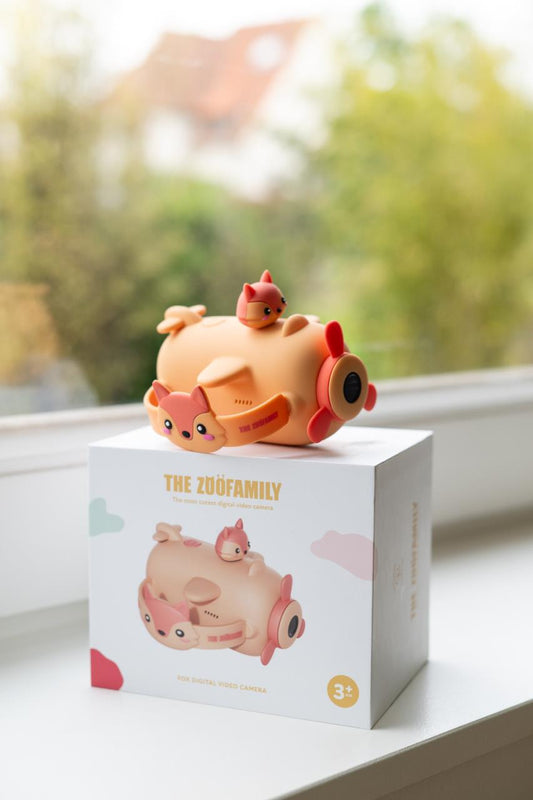 Zoo Family Kinderkamera im Fuchs-Design mit passender Tasche, erhältlich bei Bärechind in Winterthur, Zürich Schweiz.