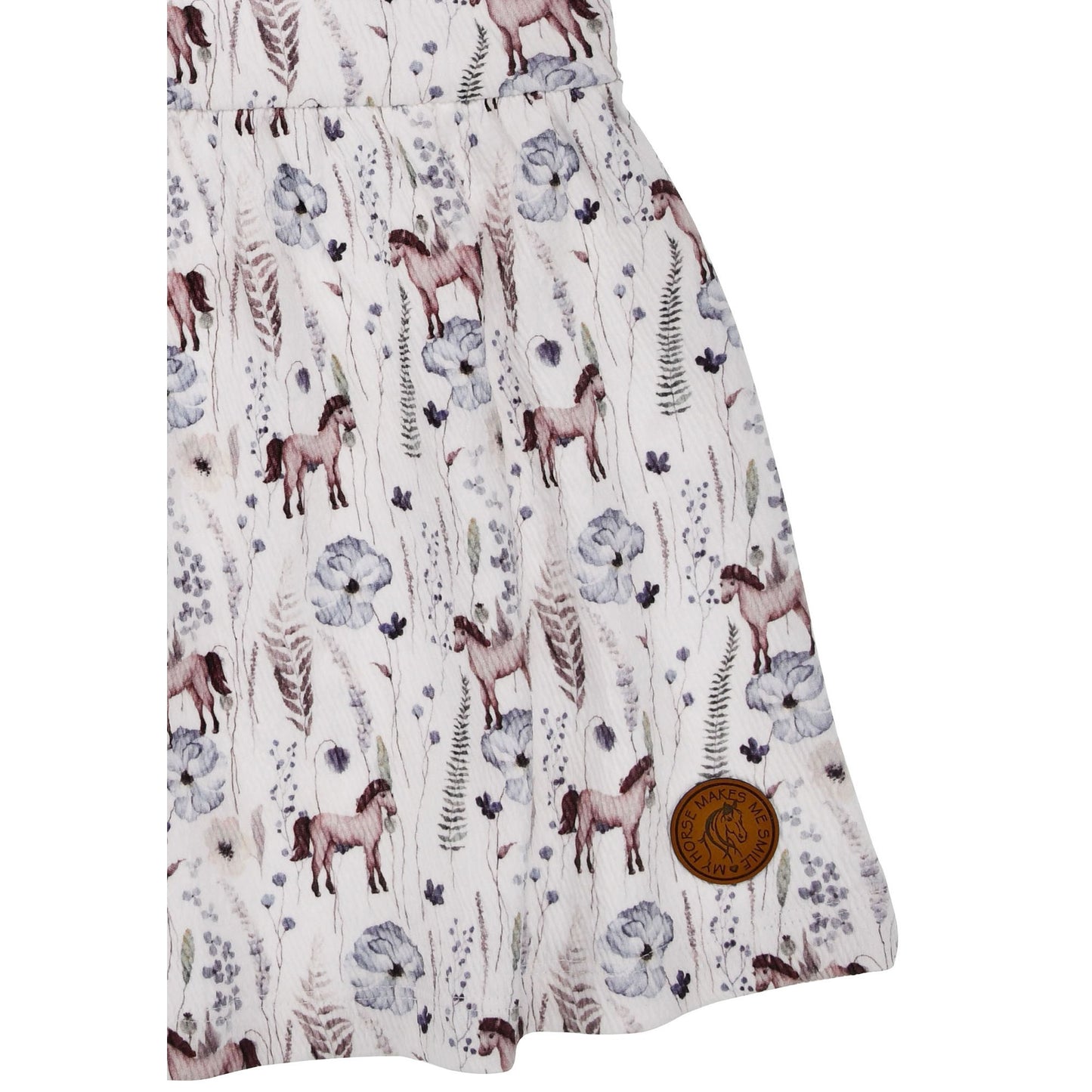 Kinderkleid mit Pferdeprint und Blumen für Mädchen – Sommerkleid bei Bärechind Kinderladen Winterthur Schweiz