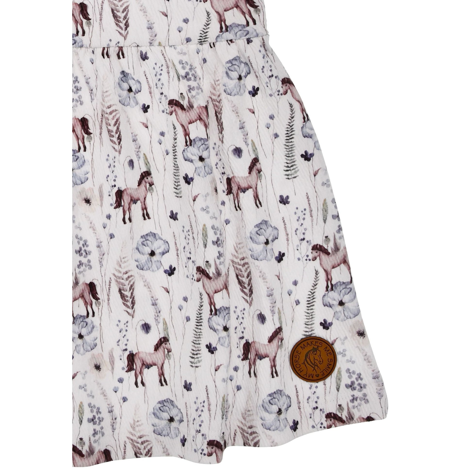 Kinderkleid mit Pferdeprint und Blumen für Mädchen – Sommerkleid bei Bärechind Kinderladen Winterthur Schweiz
