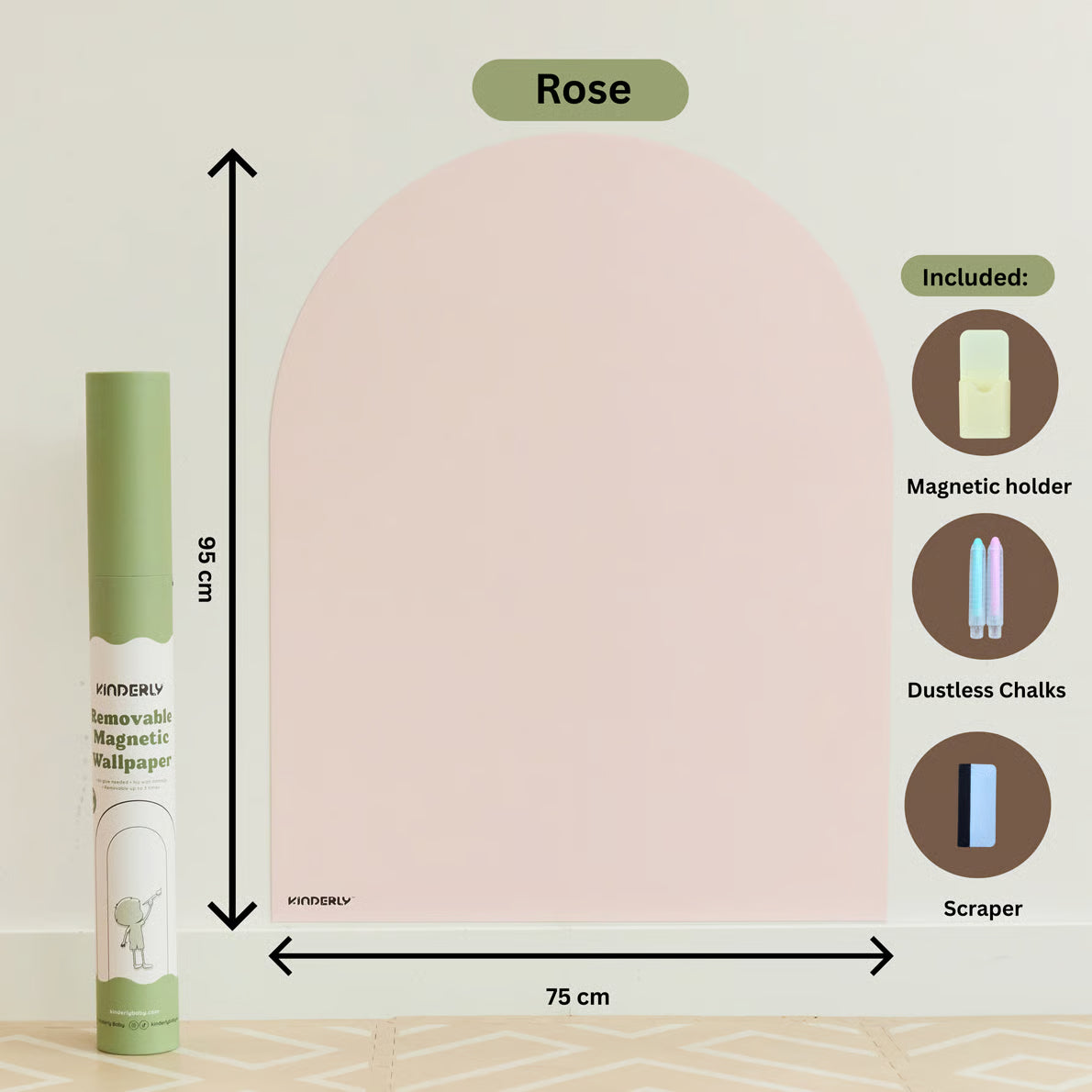 Kinderly selbstklebende magnetische Tapete in Rosé fürs Kinderzimmer