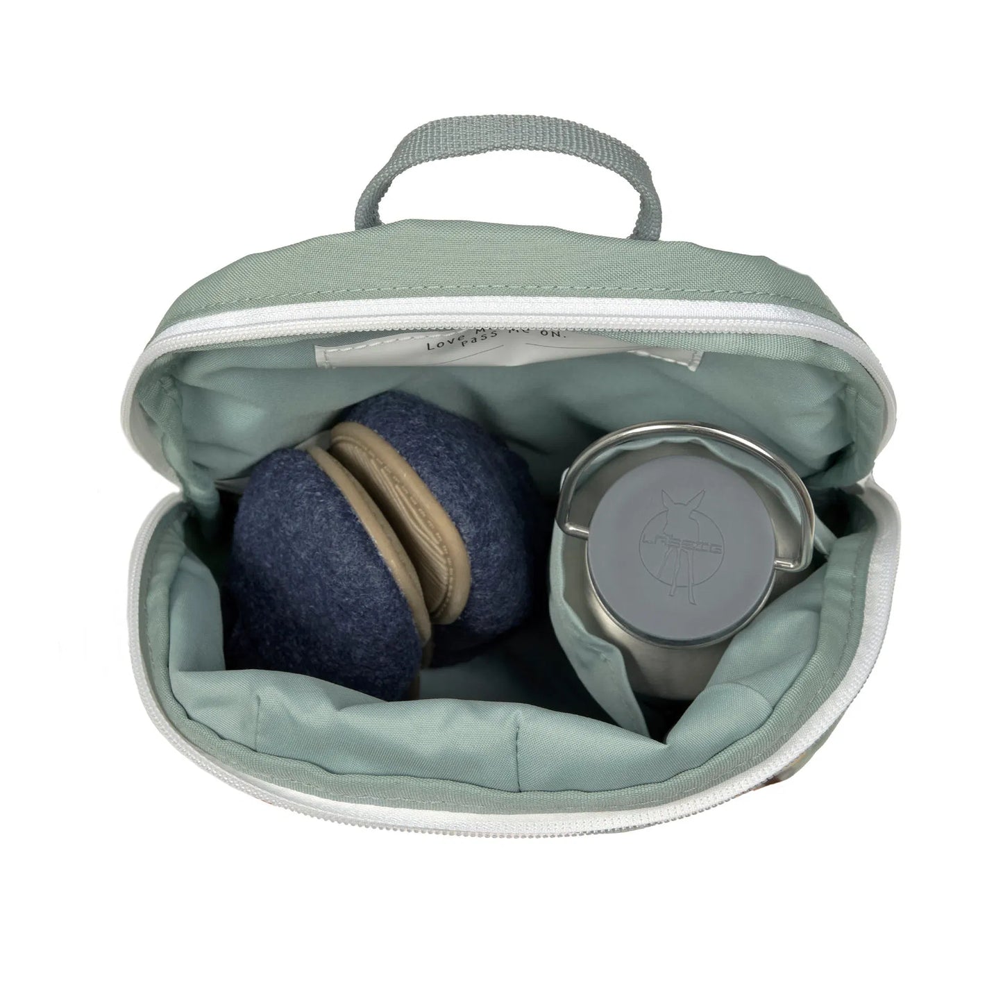 Innenansicht Kindergartenrucksack von Lässig mit Platz für Trinkflasche, erhältlich bei Bärechind Winterthur, Zürich, Schweiz.