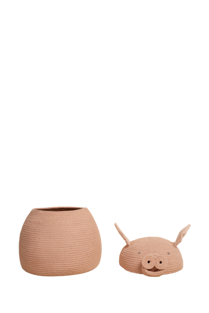 Aufbewahrungskorb Peggy das Schwein als nachhaltige Kinderzimmer-Deko, Lorena Canals, Bärechind Winterthur, Zürich Schweiz.