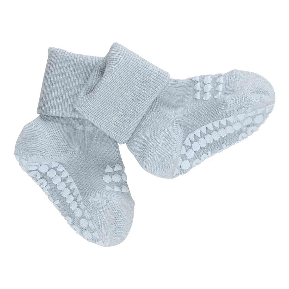 GoBabyGo Bambus Anti-Rutsch-Socken in Navy – Detailansicht mit Gummipunkten an der Sohle, Bärechind Winterthur