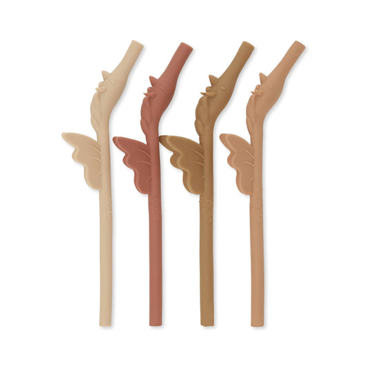 Bärechind Konges Sløjd Silikon-Trinkhalme, Unicorn Rose Mix, 4er Set