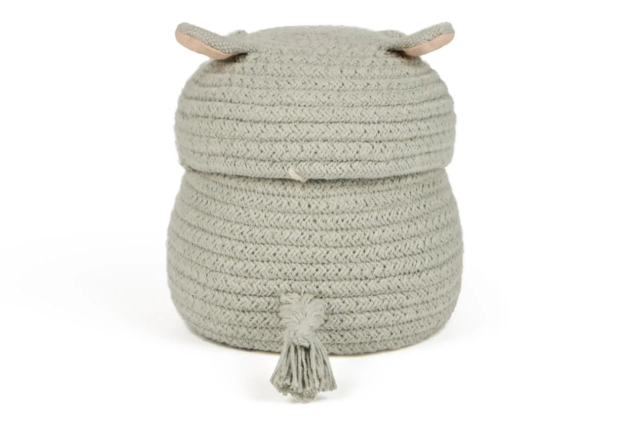 Kleiner Aufbewahrungskorb Henry das Nilpferd aus Baumwolle in Salbeiblau, Lorena Canals, Bärechind Winterthur, Zürich Schweiz.