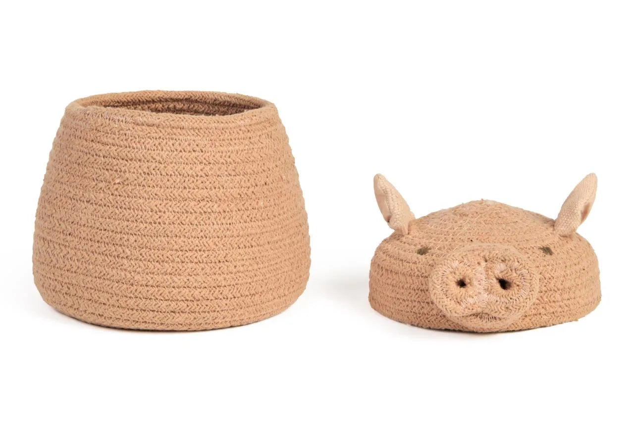 Mini Korb Peggy the Pig von Lorena Canals, mit abgenommenem Deckel. Bärechind Winterthur Zürich Schweiz.